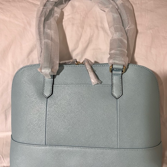 Tignanello Bowery Dome Satchel in Powder Blue with Gold Accents - Picture 2 of 7